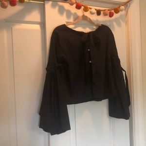 Free people cotton, open back, boxy blouse